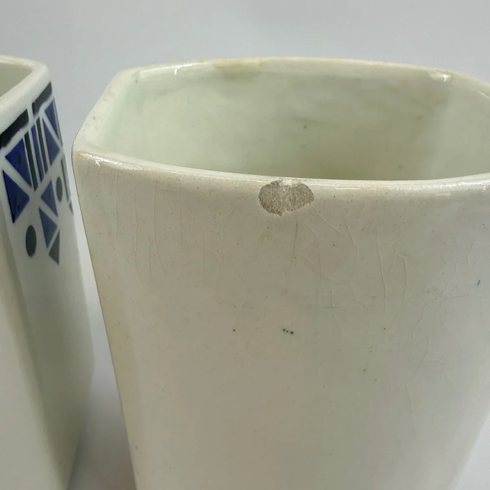 Art Deco Czech Pottery Canister Set Salt Box Yvonne Czechoslovakia Cobalt Blue